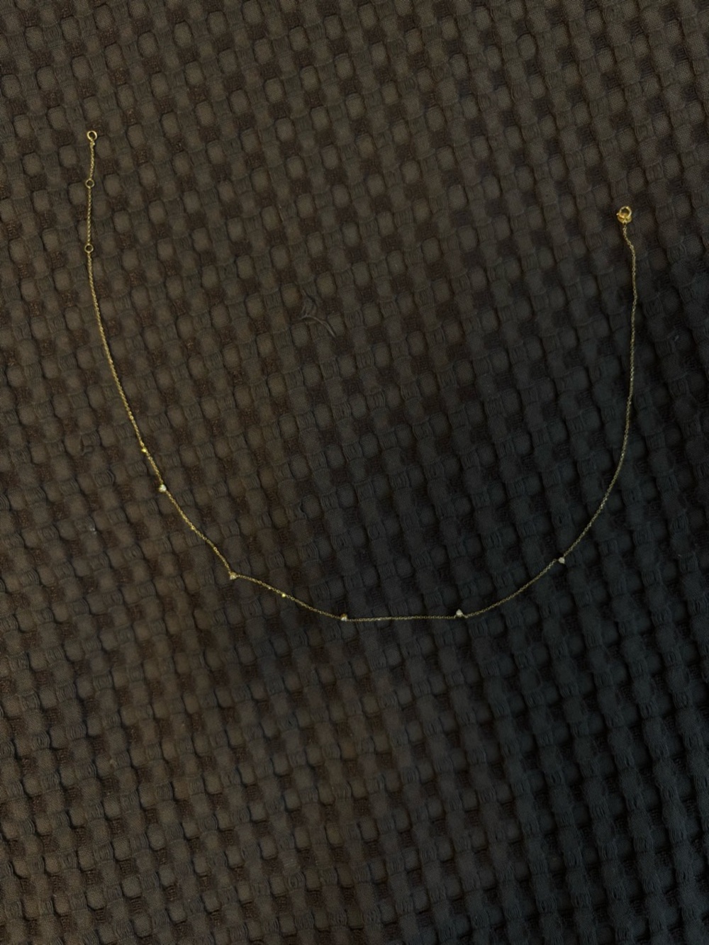 Real Diamond Station Necklace (14k solid gold) - Picture 3 of 7